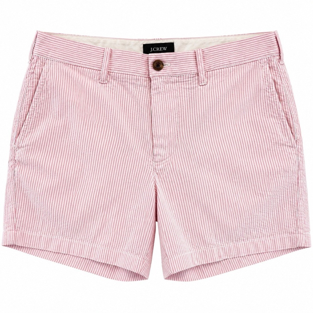 J.Crew Pink White Striped Seersucker 5" Shorts Preppy Coastal 33